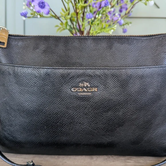 Coach Black Leather Crossbody with Gold-Tone Hardware - Picture 2 of 11